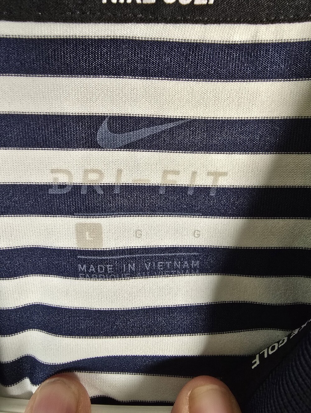 NWOT Nike Mens Navy and White Striped Dri-fit Short Sleeve Golf Polo Size L - Picture 6 of 11